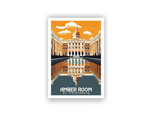 Amber Room, St. Petersburg. Vintage Travel Posters. Vector art. Famous Tourist Destinations Posters Art Prints Wall Art and Print Set Abstract Travel for Hikers Campers Living Room Decor