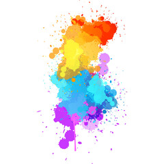 Isolated, transparent, background, artistic, colorful, rainbow, splash, splatter, paint, ink, color, watercolor, drop, spot, art, design, illustration