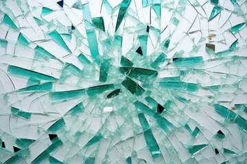 shattered shower door glass against a white wall