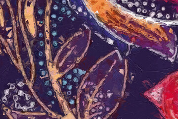 Oil painting and various flowers, tulips, beautiful wedding illustrations