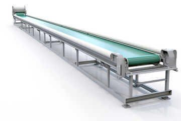 An empty industrial conveyor belt, symbolizing a pause in the production process in a manufacturing plant.