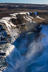 Gullfoss in a cold march day in iceland