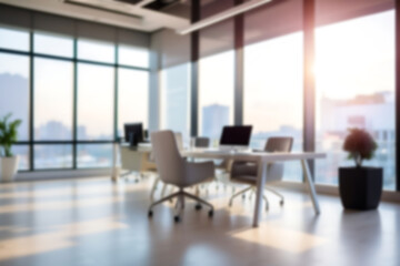 Fototapeta premium Blur background interior design of modern office contemporary workspace