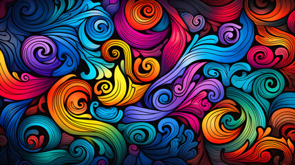 Fototapeta na wymiar colorful pattern with curls