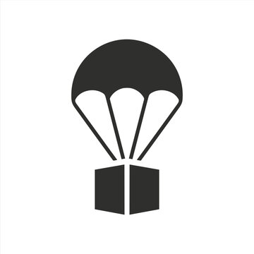 Package being delivered by parachute icon