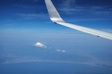 飛行機から見た富士山