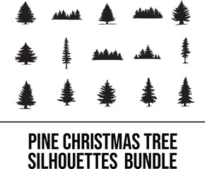 Christmas tree silhouettes. Pine trees silhouettes. Evergreen coniferous forest silhouette, Vector illustration collection of trees Graphic Resources to create nature scene
