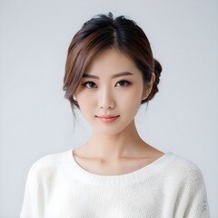 Portrait of beautiful japanese women with white background