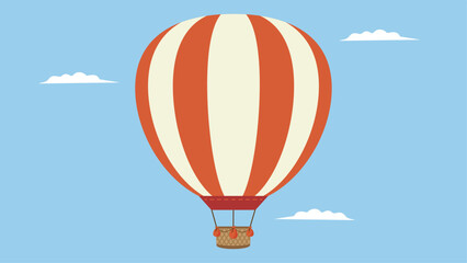 Hot air balloon in the blue sky. Vector illustration in flat style