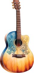 Watercolor acoustic guitar on white background