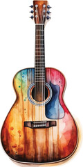 Fototapeta premium Watercolor acoustic guitar on white background