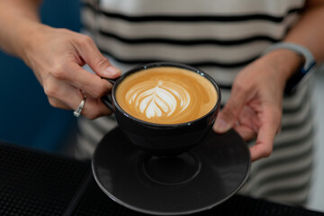 hot latte art coffee, relax time, morning