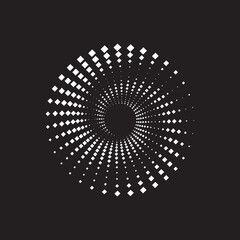 Halftone dots circle texture. Creative geometric pattern. Abstract vector background.