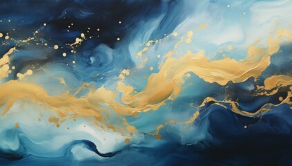 Fototapeta na wymiar Golden Waves of Blue Majesty