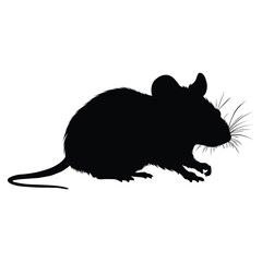 Rat Mouse Silhouette on White Canvas