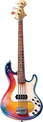 Watercolor bass guitar on white background