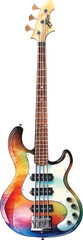 Watercolor bass guitar on white background