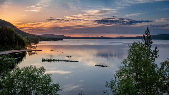 Orbaden Lake under clouds at sunset
