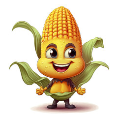 3D Illustration of corn character that is drawn in cartoon style, AI Generated