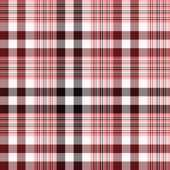 Check Plaid Seamless Pattern, Diagonal Gingham In Black, Red (Maroon) and White Multi, Lumberjack Tartan Vector Pixel Textured with Herringbone