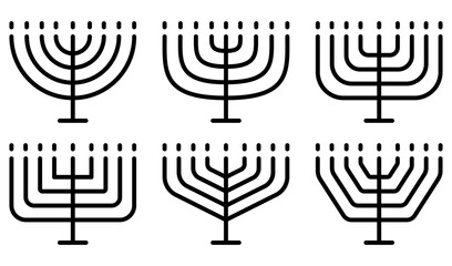 Set of Menorah icon. Jewish Holiday sign. Menorah icon for Hanukkah. Vector illustration.