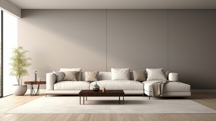 Luxury Minimalism: Empty Modern Living Room Interior
