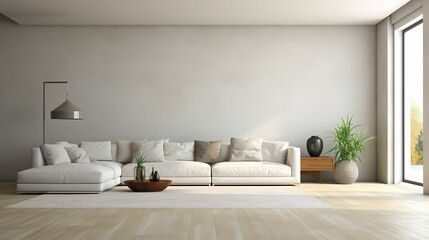 Fototapeta na wymiar Luxury Minimalism: Empty Modern Living Room Interior