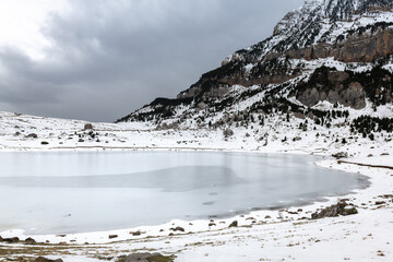 Piedrafita Lake in winter, Huesca (Spain)