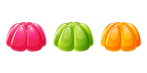 Glossy colorful jellies isolated on a white background 

