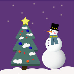 Snowman with Christmas tree