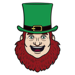 Cartoon Leprechaun St Patrick's Day leprechaun head. vector illustration
