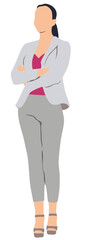 Fototapeta na wymiar Vector illustration of a businesswoman in a suit with confident.
