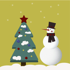 Snowman whith tree