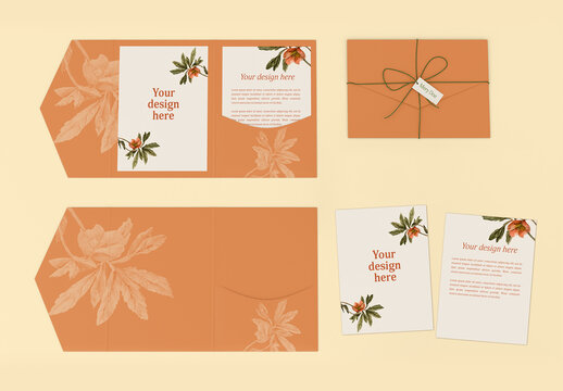 Top View Pocketfold Invitation Mockup