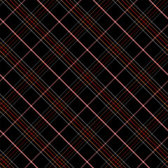 Naklejka premium Check Plaid Seamless, Diagonal Gingham in Black, Maroon Multi, Tartan Simple Windowpane Classic Line Grid Pattern