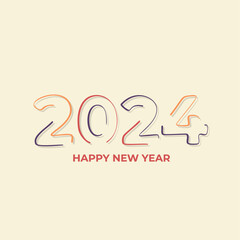 Happy new year 2024 template text logo design. Vector celebration typography poster, banner, web site or greeting card.