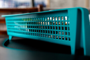 Organized Chaos: Close-Up of Office Desk Tray with Documents