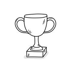 Cup award vector icon in doodle style. Symbol in simple design. Cartoon object hand drawn isolated on white background.