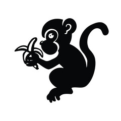 Monkey marmoset silhouette, symbol, vector illustration eps 10