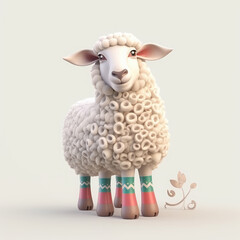 Naklejka premium 3D Sheep illustration of Eid Al Adha, Greeting Poster, AI Generated