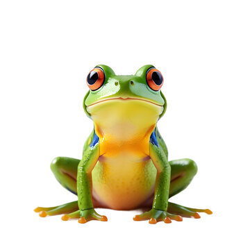 Vivid Tree Frog Poised Elegantly, High-Resolution Image Perfect for Print on Demand Products, Captivating Wildlife Subject for POD Apparel and Decor