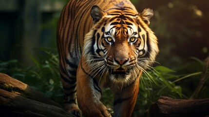 portrait of a stunning tiger, copy space, 16:9