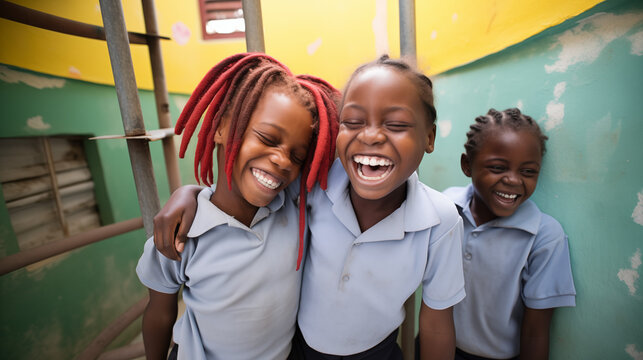 Laughter of Schoolgirls in Haitian Orphanage, Friendship and Joy