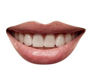 Beautiful woman smile with whitening healthy teeth isolated on transparent background. Perfect,...