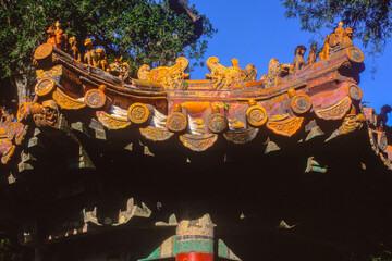 China/Beijing: Imperial Palace (Gugong): pavilion in the garden, roof turret