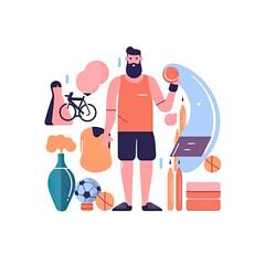 A sports man Flat vector illustration daily activities working on white background AI Generated