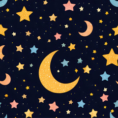 Obraz na płótnie Canvas seamless pattern with stars and moon