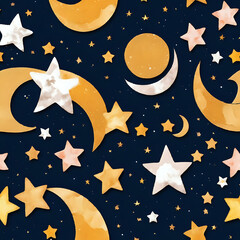 seamless pattern with stars and moon