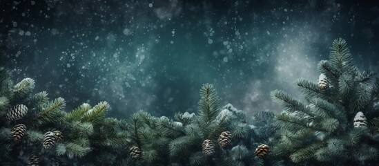 Obraz na płótnie Canvas Painted Serenity: A Winter Wonderland of Pine Cones and Fir Trees