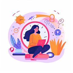 Overcome concept Flat vector illustration daily activities working AI Generated